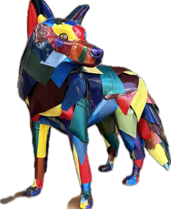 Don Kennell, Luminous Lobo Up Cycled Car Hoods, Hand Painted Glass Eyes