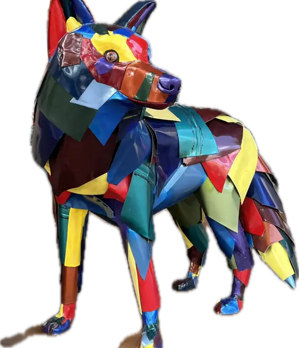 Don Kennell, Luminous Lobo Up Cycled Car Hoods, Hand Painted Glass Eyes